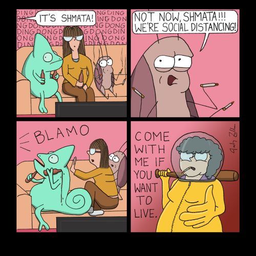"Not now, Shmata!!!! We're social distancing."