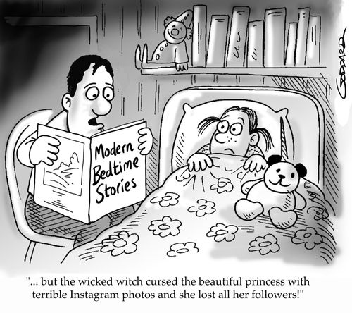 "....but the wicked witch curses the beautiful princess with terrible Instagram photos and she lost all her followers!"