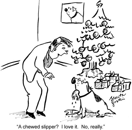 "A chewed slipper? I love it. No, really."