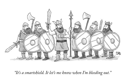 "It's a smartshield. It let's me know when I'm bleeding out."