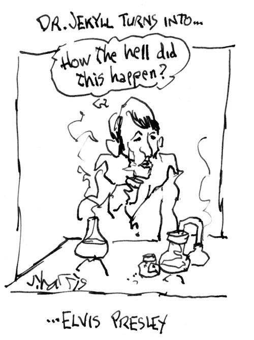 Dr. Jekyll turns into... Elvis Presley 