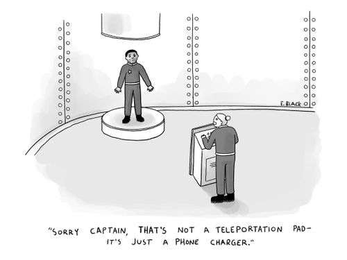 "Sorry Captain, that's not a teleportation pad - it's just a phone charger."