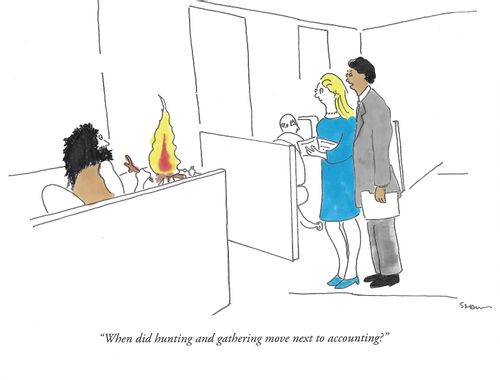 "When did hunting and gathering move next to accounting?"