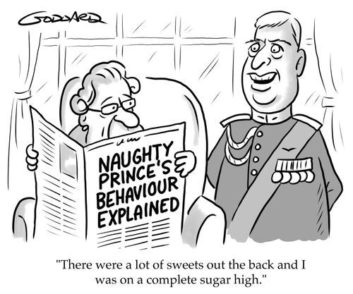 Prince Andrew using Prince Louis' excuse for his bad behaviour.