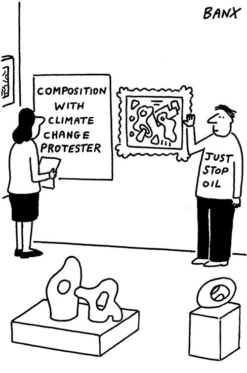 Composition with climate change protester