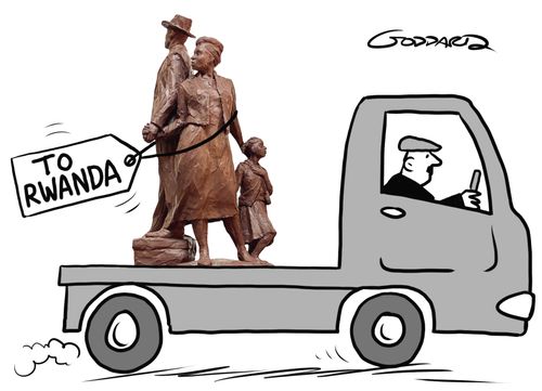 New Windrush Statue deported to Rwanda.