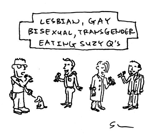 Lesbian, Gay, Bisexual, Transgender eating Suzy Q's