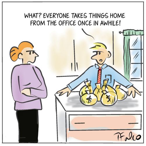 "What? Everyone takes things home from the office once in awhile!"