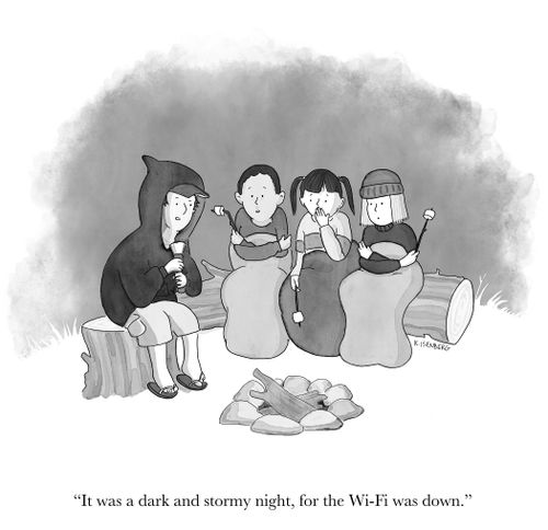 "It was a dark and stormy night, for the Wi-Fi was down."