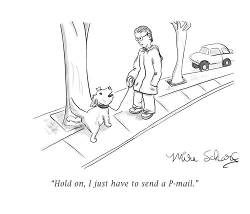 "Hold on, I just have to send a P-mail."
