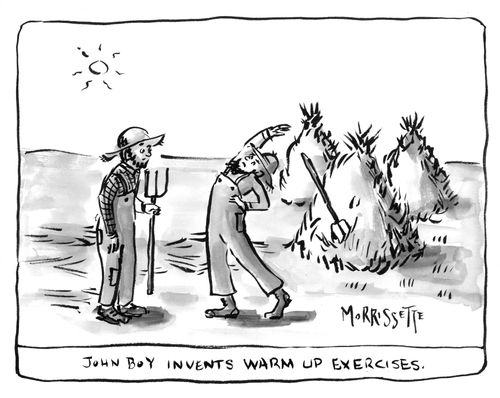 John Boy invents warm up exercises
