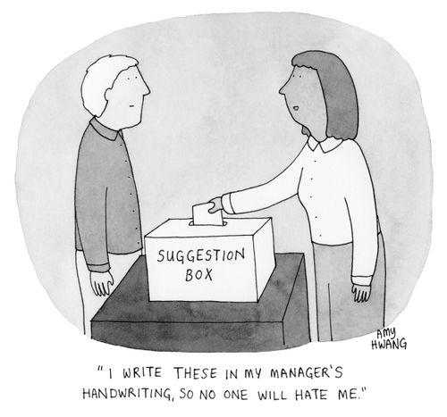 "I write these in my manager's handwriting, so no one will hate me."