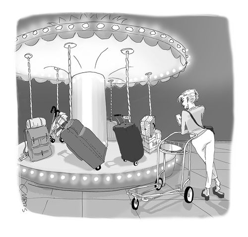 A baggage carousel 