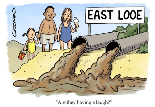 East Looe sewage on beach