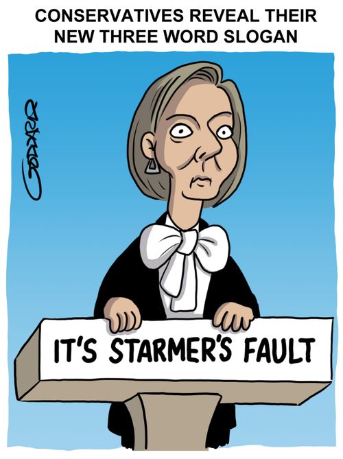 Liz Truss. Conservative conference - new 3 word slogan. 