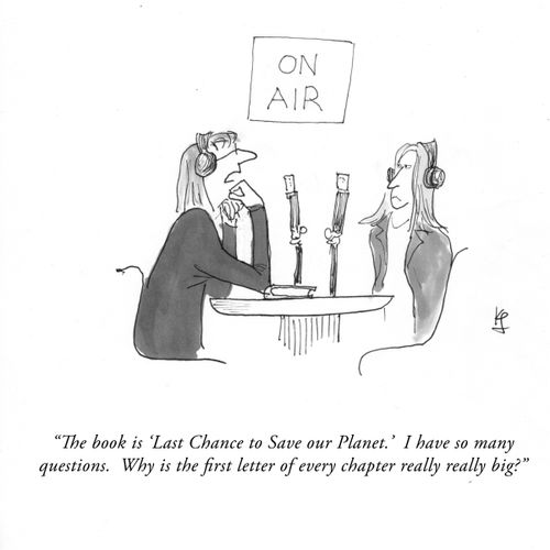 "The book is 'Last Chance to Save our Planet.' I have so many questions. Why is the first letter of every chapter really really big?"