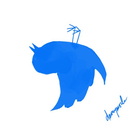An upside down twitter symbol