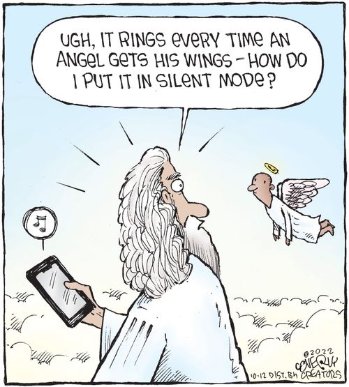 "Ugh, it rings every time an angel gets his wings - how do I put it in silent mode?"