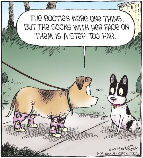 "The booties were one thing, nut the socks with her face on them is a step too far."