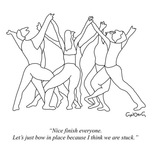 "Nice finish everyone. Let's just bow in place because I think we are stuck."