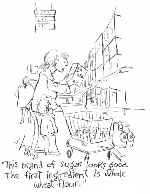 "This brand of sugar looks good. The first ingredient is whole wheat flour."