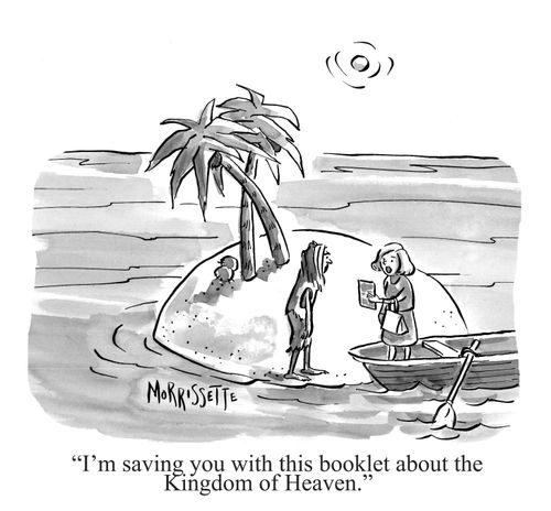 "I'm saving you with this booklet about the Kingdom of Heaven."
