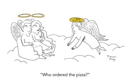 "Who ordered the pizza?"