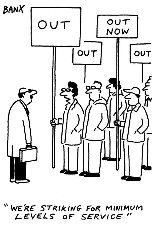 "We're striking for minimum levels of service."