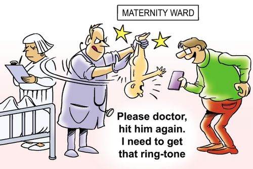 "Please doctor, hit him again. I need to get that ring-tone."