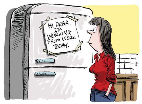 "Hi Dear, I'm working from work today."