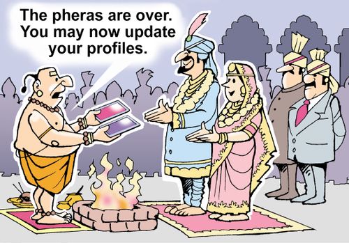 "The pheras are over. You may now update your profiles."