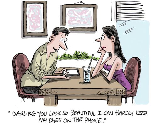 "Darling you look so beautiful I can hardly keep my eyes on the phone."