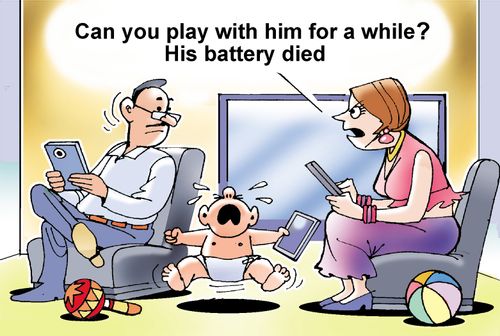 "Can you play with him for a while? His battery died."