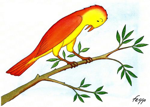 Bird grows leaves.