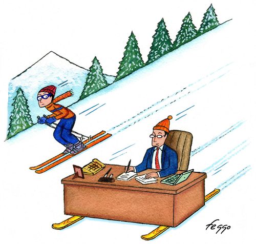 Workaholic Goes Skiing
