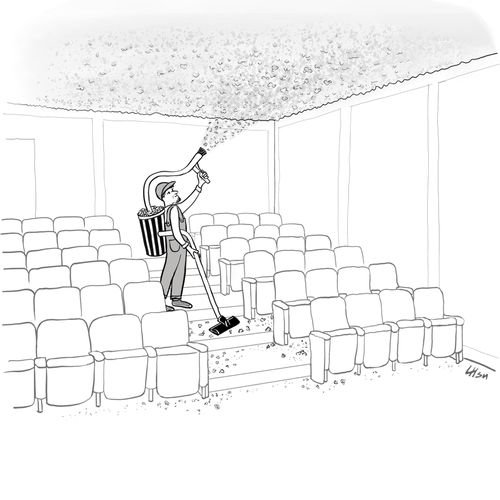 A cleaner in a cinema