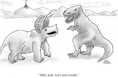 "Wait, wait. Let's arm wrestle."
