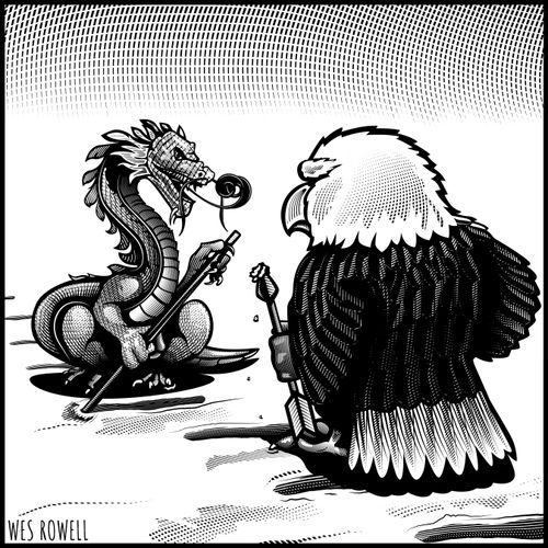 Chinese Dragon Faces the American Eagle