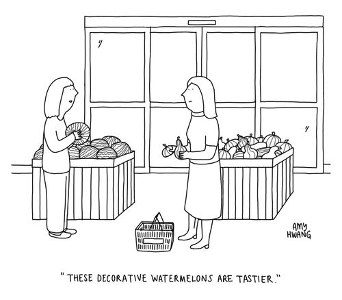 "These decorative watermelons are tastier."