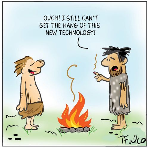 "Ouch! I still can't get the hang of this new technology!"