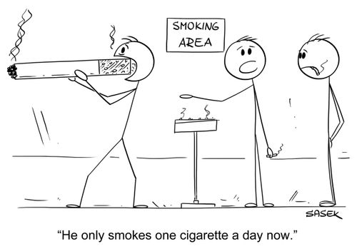 "He only smokes one cigarette a day now."