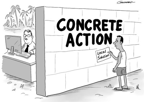 Concrete action v local solution