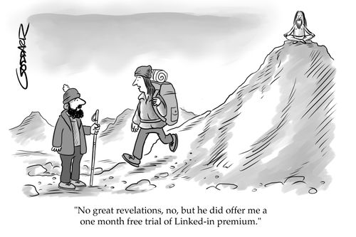"No great revelations, no, but he did offer me a one month free trial of Linked-in premium."