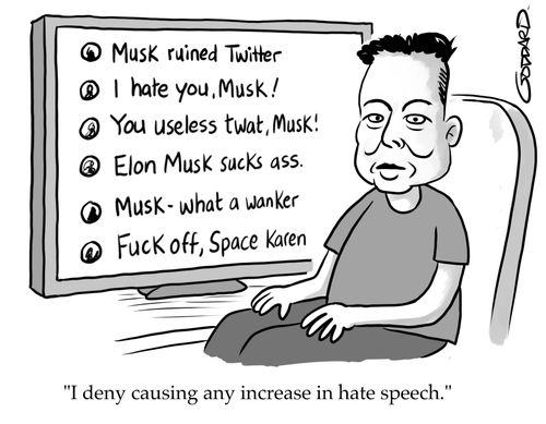 "I deny causing any increase in hate speech."
