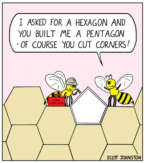 "I asked for a Hexagon and you built me a pentagon - of course you cut corners!"