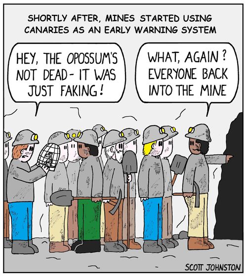 Shortly after, mines started using canaries as an early warning system.