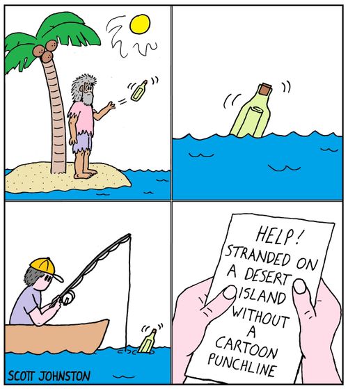 Help! Stranded on a Desert Island Without a Cartoon Punchline