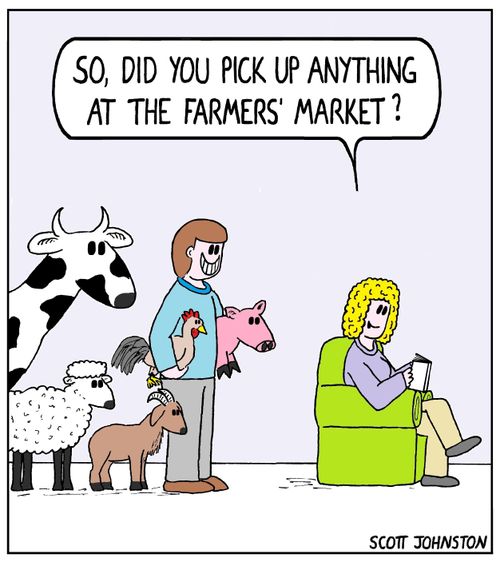 "So, did you pick up anything at the farmers' market?"