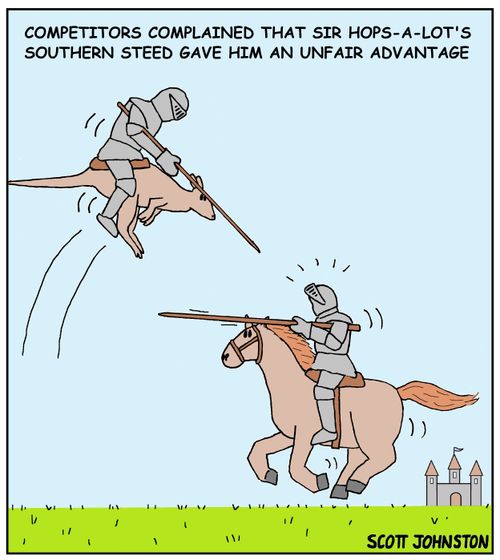 Competitors complained that Sir Hops-A-Lot's souther steed gave him an unfair advantage."