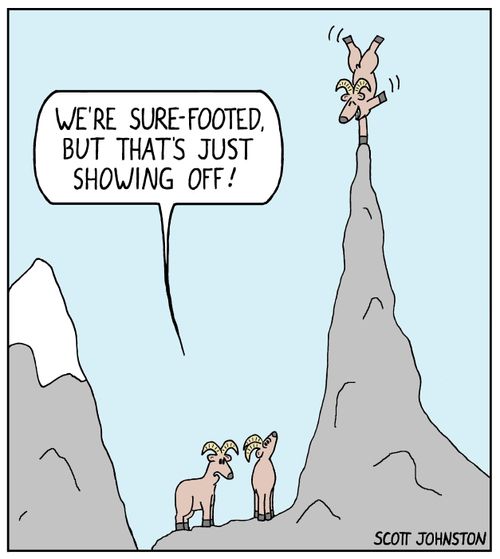 "We're sure-footed, but that's just showing off!"